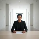 Person seated calmly with a document, grounded and focused, representing clarity without negotiation.