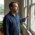 A person standing calmly by a window, representing structural clarity and observation rather than coaching or therapy.