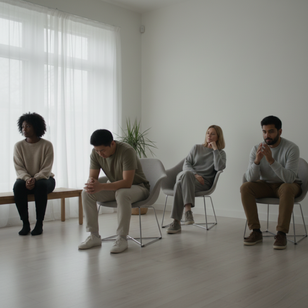 Stuck Individuals seated in a room